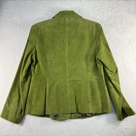 Colebrook Large Suede Leather Lime Green Jacket Women's Paisley Lined 2 Button - Picture 10 of 11